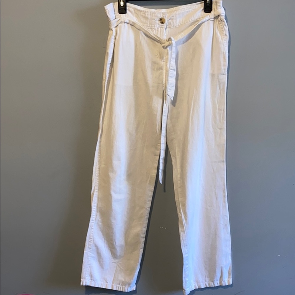 Atmosphere White Linen Paper Bag Pants
